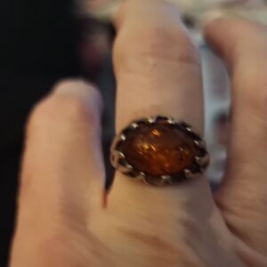Elegant Amber Ring Size 7